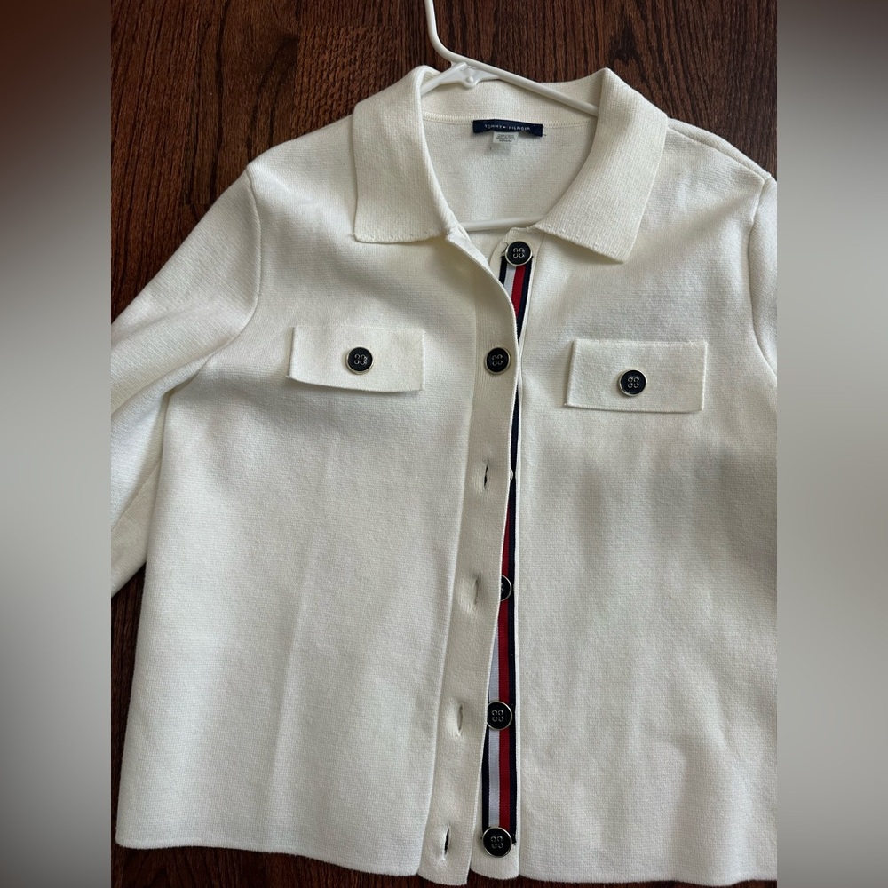 Tommy Hilfiger Cream Blazer with Button Accents